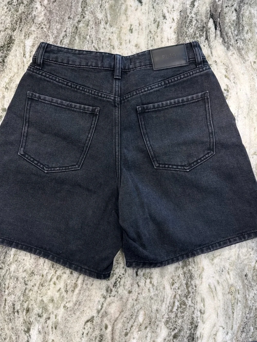 Black High-Rise Denim Shorts